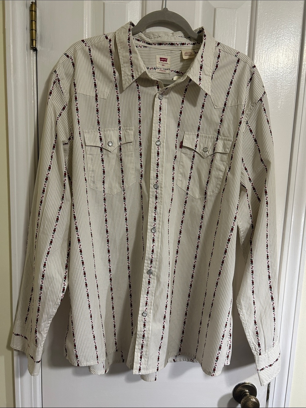 Levi's Men's Cream Stripe Western Shirt, XXL, NWT